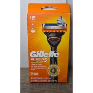 Gillette Fusion5 Power Mens Razor Set 1 Handle 2 Cartridges 1 Battery New